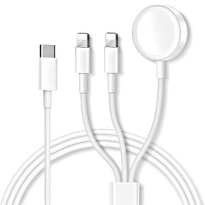 USB C Charging Cable for iPhone and iWatch, Fast 3 in 1 Magnetic Wireless Charger with 2 Cables Compatible with Apple iPhone 14 13 Pro Max 12 11 XR XS X/iWatch Series 8 7 6 SE 5 4 3 2 1 / AirPods