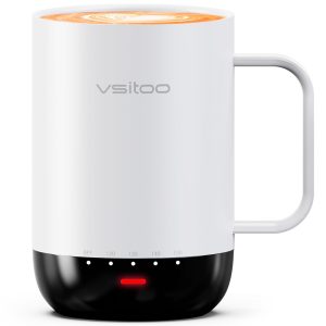Vsitoo S3 Pro 16oz Self Heating Coffee Mug with AI Auto-Sensing, Smart Rechargeable Heated Mug Warmer 120-150℉, IPX7 Waterproof Temperature Control, Gift for Men Women - White