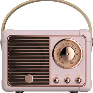 Baolira Retro Bluetooth Speaker, Portable Wireless Speaker with Crystal Clear Stereo Sound Rich Bass, Best Birthday Gifts Ideas for Women Teenage (Pink)