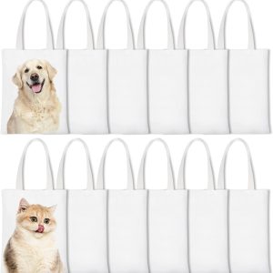 Craft Canvas Bag Sublimation Polyester Screen Printing Blank Canvas Tote Bag Reusable Grocery Bags Durable Bag for Creative DIY Funs, Crafting and Embroidering