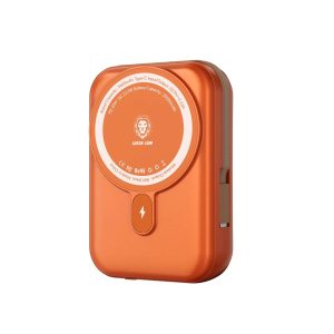 Green Lion Monaco Power Bank 20000mAh, Compatible with Magnetic 15W Wireless Portable Charger Fast Charging, Mobile Phone PD 20W USB-C QC 22.5W USB-A Wired Charging, Charger Battery Pack (Orange)