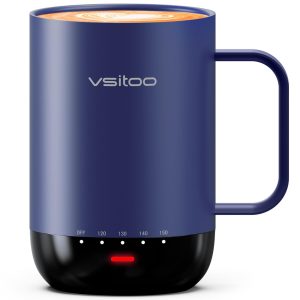 Vsitoo S3 Pro 16oz Self Heating Coffee Mug with AI Auto-Sensing, Smart Rechargeable Heated Mug Warmer 120-150℉, IPX7 Waterproof Temperature Control, Gift for Men Women - Blue