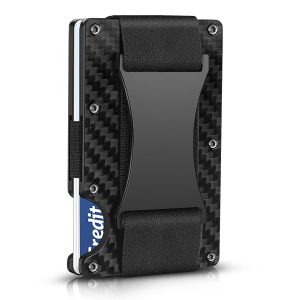Carbon Fiber Wallets for Men, RFID Money Clip Wallet for Men, Minimalist Aluminum Metal Wallet, Mens Wallet Carbon Fiber Card Holder | RFID