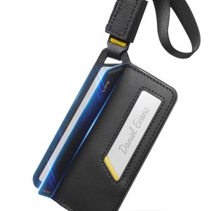 Spigen Luggage Tag Premium Velo Vegan Leather ID Label for Suitcase Travel Bag Accessories with Magnetic Closure Privacy Protection Design Durable Strap - Black