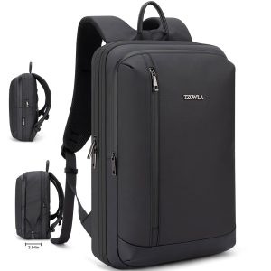 Tzowla Business Laptop Backpack for Men Professional,Slim Waterproof Backpacks for Travel/Work/Office/College with USB/Type C Charging Port,Lightweight Expandable Bag Fit 17.3 Inch Notebook