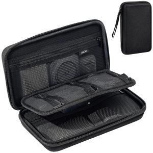 ProCase Hard Travel Tech Organizer Case Bag for Electronics Accessories Charger Cord Portable External Hard Drive USB Cables Power Bank SD Memory Cards Earphone Flash Drive -Black (Hard Case)