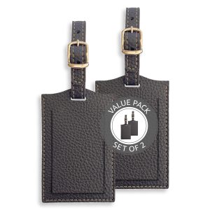 LEART Luggage Tag Leather – Luggage Tags for Suitcases | Travel Tags for Luggage | Suitcase tags | Leather Luggage Tags | Travel Gifts (Set of 2 | Black)