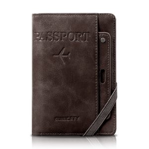 OneNine Passport Holder Leather Wallet for Men, Men's Genuine Leather Wallets with RFID Blocking,Travel Essentials, a Great Gift Ideas for Birthdays, Valentine’s Day, Father’s Day (Coffee)