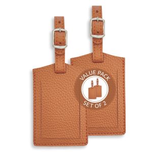 LEART Luggage Tag Leather – Luggage Tags for Suitcases | Travel Tags for Luggage | Suitcase tags | Leather Luggage Tags | Travel Gifts (Set of 2 | Caramel)