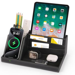 Fast Wireless Charging Station With Desk Organizer For Iphone 15/15 Pro/14/14 Pro Max/14 Pro/14 Plus/Iphone 13/13 Max/13 Pro/And 12/11 Series, Nightstand Desktop Home Office