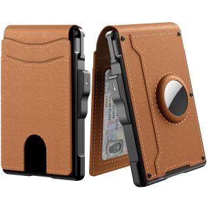 Slim Aluminum Card Holder Wallet for Men, RFID Blocking Minimalist Metal Pop Up Wallet, Slim Leather Slots, Credit Card Holder, Bifold Minimalist Wallet